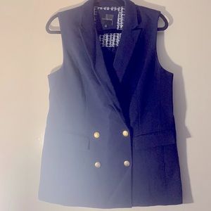 Double-breasted military-inspired vest blazer, single vent
